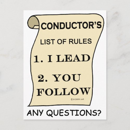 Conductor List Of Rules Postcard