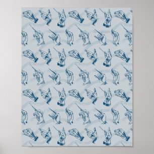 Conductor (pattern in grey and indigo) poster