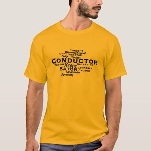 Conductor Word Cloud BLACK Text T_Shirt