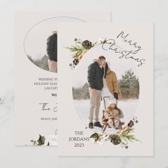 Cone Branches Christmas Photo Holiday Card  (Front/Back)