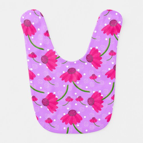 cone flower and dots baby bib