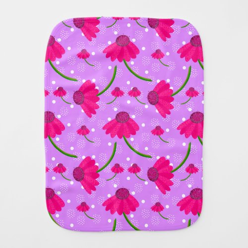 cone flower and dots baby burp cloth