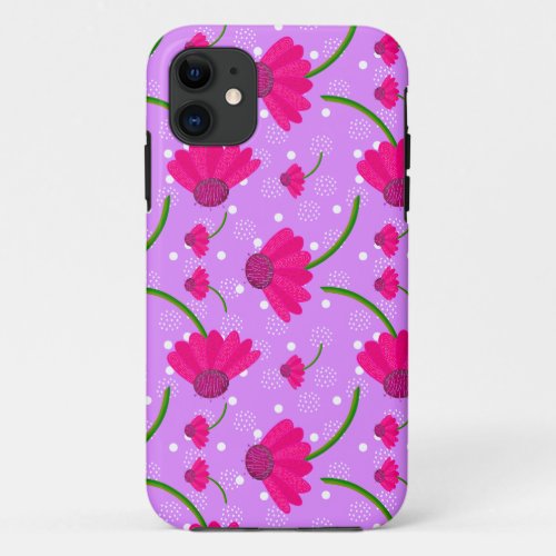cone flower and dots iPhone 11 case