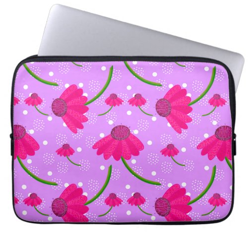 cone flower and dots laptop sleeve