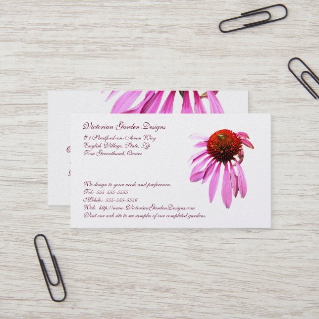 Cone Flower Business Card (Front/Back In Situ)