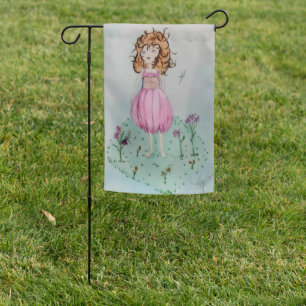 Cone Flower Fairy Garden Flag