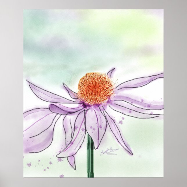 Cone Flower Watercolor Poster (Front)