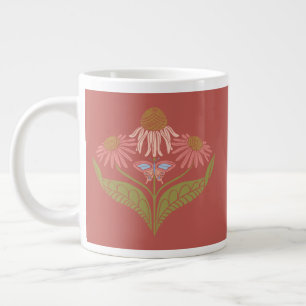 Cone Flowers 20 oz, Pink, Coral, Green Giant Coffee Mug
