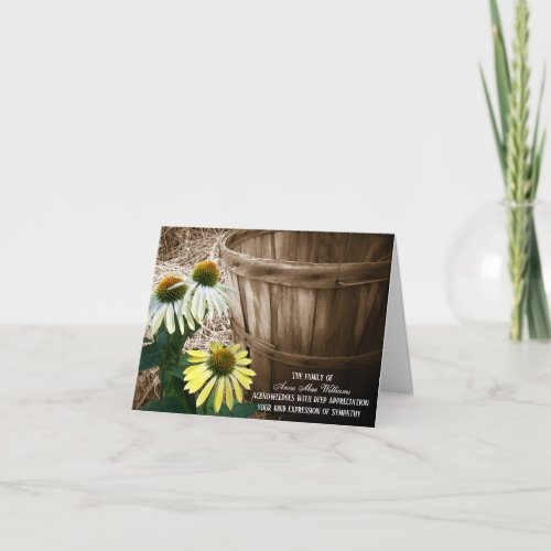 Cone Flowers and Basket Sympathy Thank You Card
