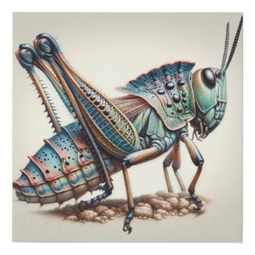 Cone_headed grasshopper IREF1612 1 _ Watercolor Faux Canvas Print