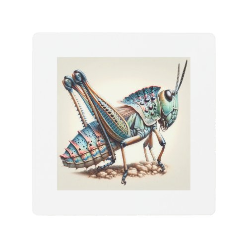 Cone_headed grasshopper IREF1612 1 _ Watercolor Metal Print