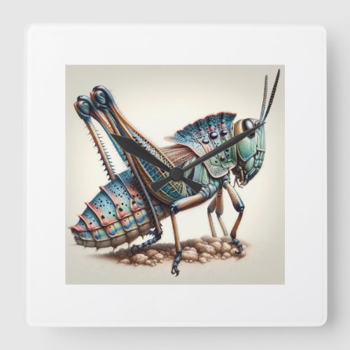 Cone_headed grasshopper IREF1612 1 _ Watercolor Square Wall Clock