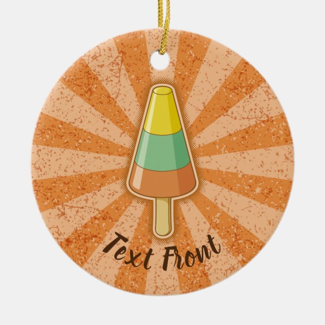 Cone Shaped Sorbet Stick Ceramic Ornament (Front)