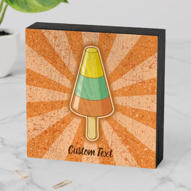 Cone Shaped Sorbet Stick Wooden Box Sign (In Situ Horizontal)