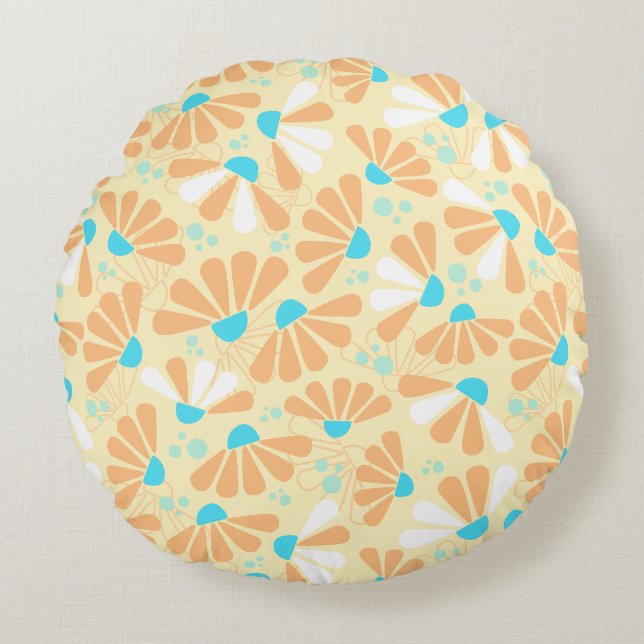 Coneflower Confetti on Eggshell Round Pillow (Front)