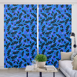 Coneflower Confetti on Paradise Blue Blackout Curtains