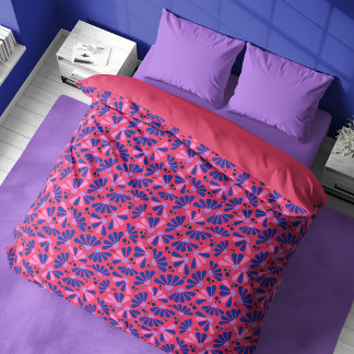 Coneflower Confetti on Raspberry Duvet Cover