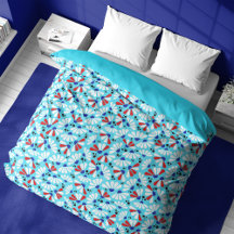 Coneflower Confetti on Tropical Blue Duvet Cover