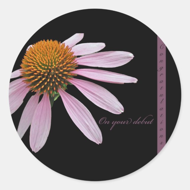 Coneflower Debut Congratulations Items Classic Round Sticker (Front)