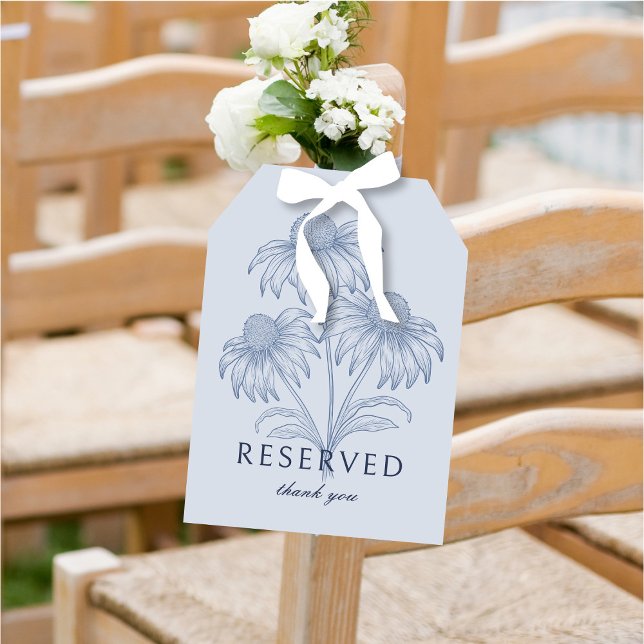 Coneflower Dusty Blue Wedding Reserved Card Sign (Creator Uploaded)