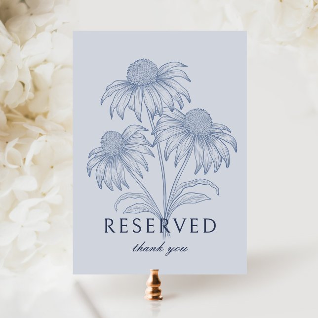 Coneflower Dusty Blue Wedding Reserved Card Sign (Creator Uploaded)