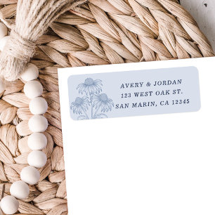 Coneflower Dusty Blue Wedding Return Address Label
