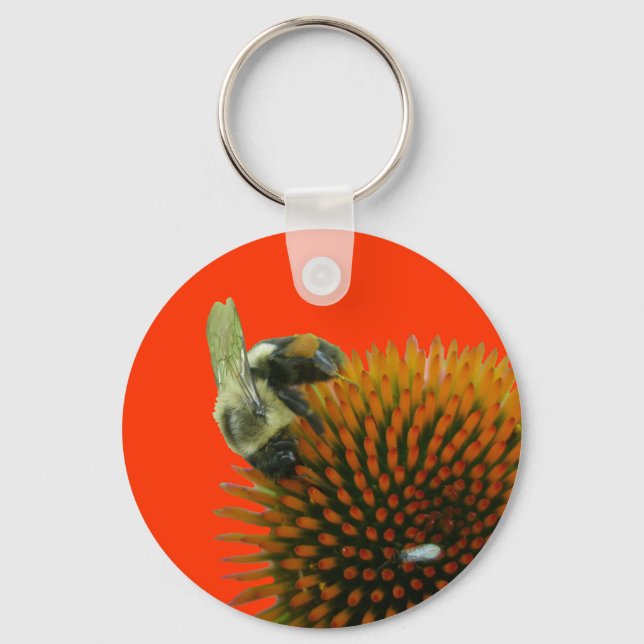 Coneflower & Eastern Carpenter Bee Items Keychain (Front)