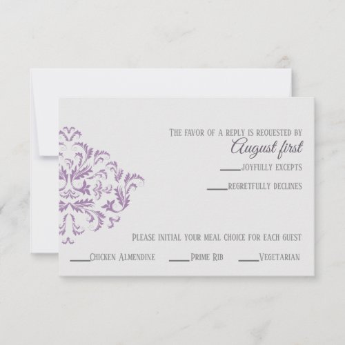 Coneflower Elegant Damask RSVP card