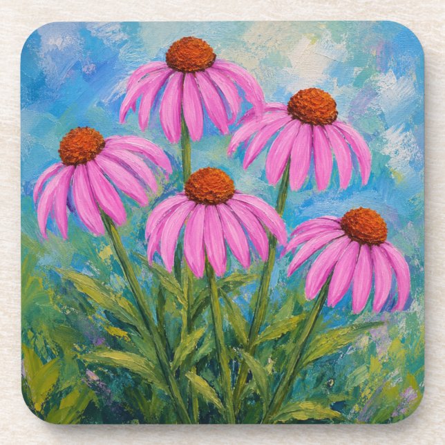 Coneflowers Beverage Coaster (Front)