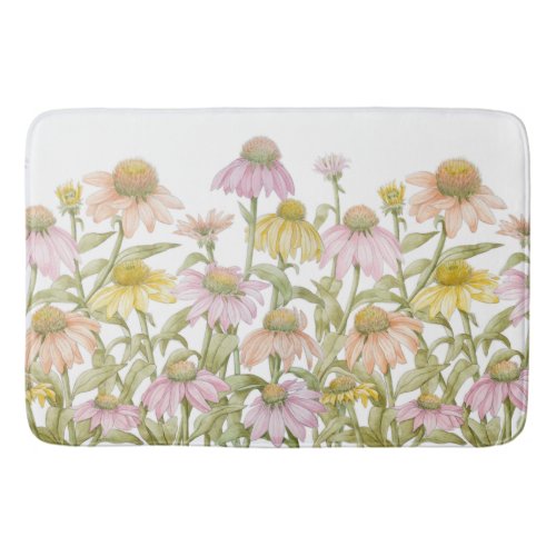 Coneflowers Botanical Art Bath Mat