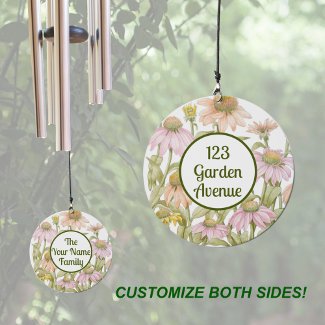 Coneflowers Botanical Art Personalized Address