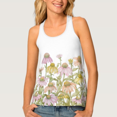 Coneflowers Daisy Floral Botanical Art Design Tank Top