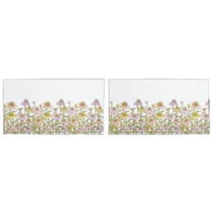 Coneflowers Floral Botanical Art Pillow Case