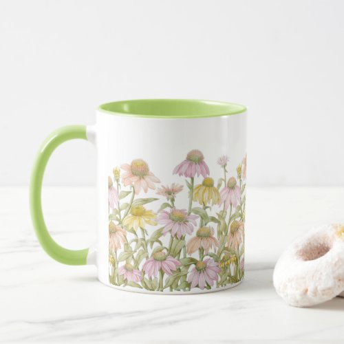 Coneflowers Floral Botanical Art Watercolor Mug