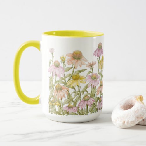 Coneflowers Floral Botanical Art Watercolor Mug