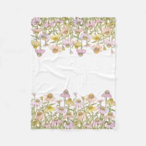Coneflowers Floral Botanical Art Watercolor Small Fleece Blanket