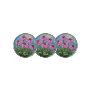 Coneflowers Golf Ball Markers With Text