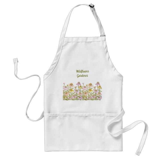 Coneflowers Watercolor Botanical Art Adult Apron (Front)