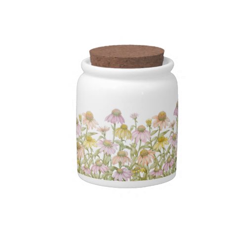 Coneflowers Watercolor Botanical Art Candy Jar