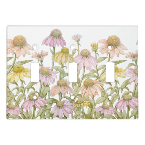 Coneflowers Watercolor Botanical Art Light Switch Cover