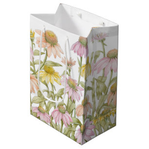 Coneflowers Watercolor Botanical Art Medium Gift Bag
