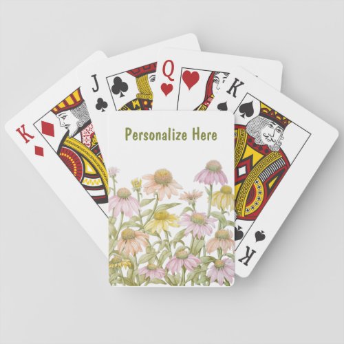 Coneflowers Watercolor Botanical Art Poker Cards