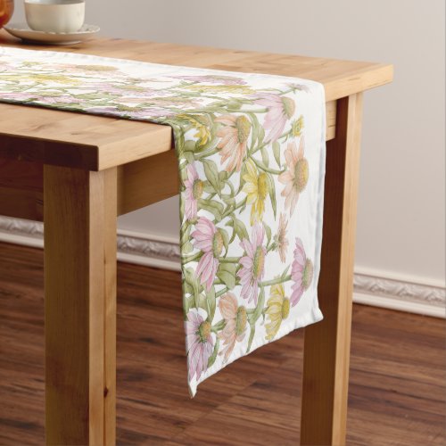 Coneflowers Watercolor Botanical Art Short Table Runner