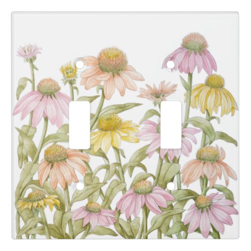 Coneflowers Watercolor Botanical Double Light Switch Cover