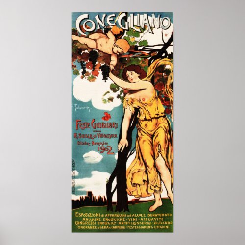 CONEGLIANO Italian Wine Festival 1902 Advertising Poster