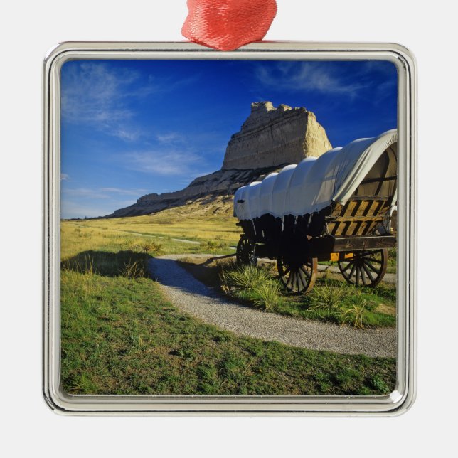 Conestoga wagon at Scottsbluff National Metal Ornament (Front)
