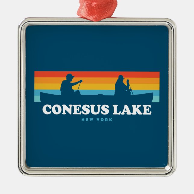 Conesus Lake New York Canoe Metal Ornament (Front)