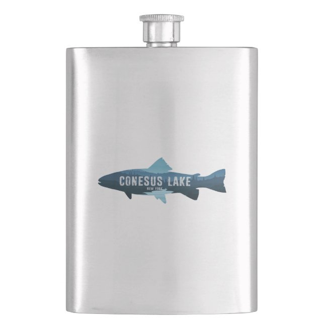 Conesus Lake New York Fish Flask (Front)