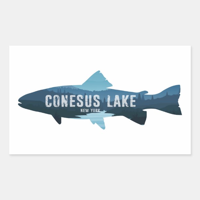 Conesus Lake New York Fish Rectangular Sticker (Front)