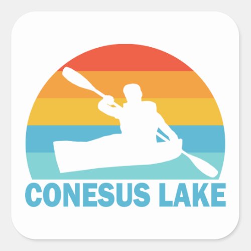 Conesus Lake New York Kayak Square Sticker